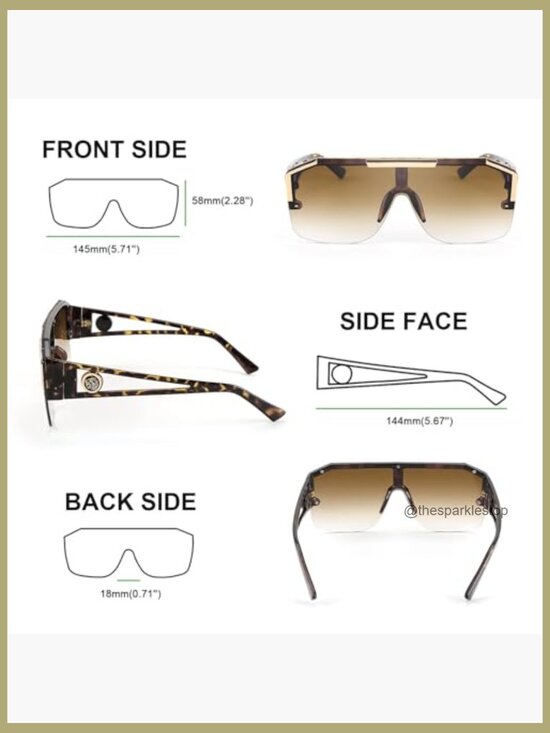 Square Oversized Shield Sunglasses with UV400 Protection main image 6